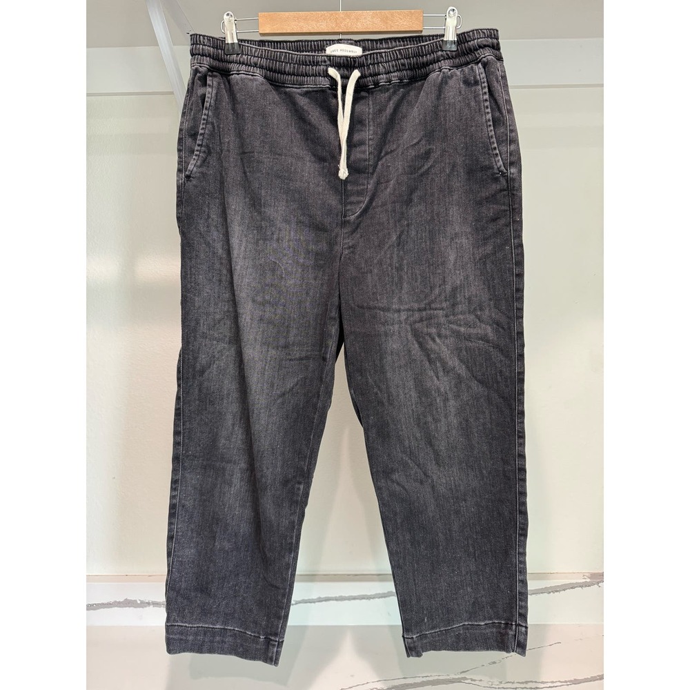 Free Assembly Drawstring Pants Wide-Leg Stretchy Waist Black Size Large